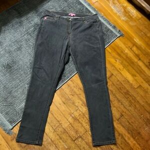 Woman within five pocket, dark black distressed skinny jeans